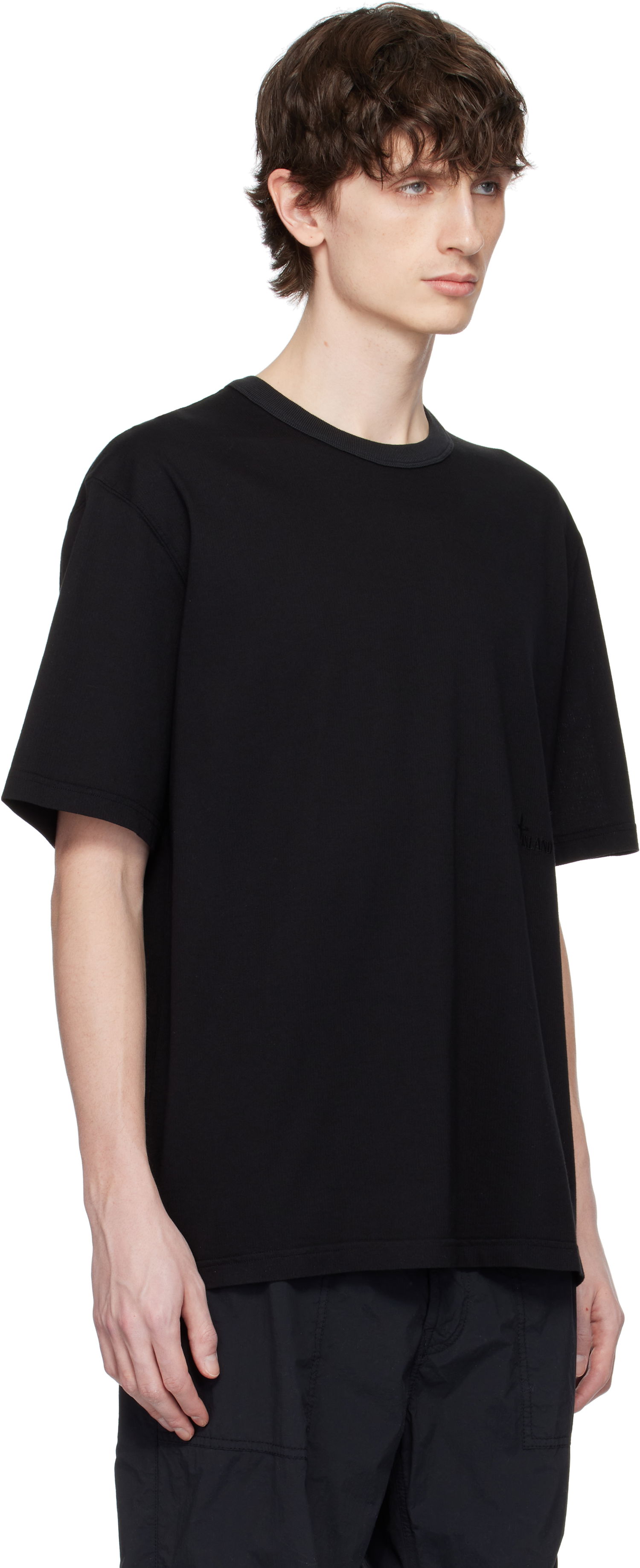 Тениска Stone Island Stone Island Textured Mercerized Cotton Jersey T-Shirt Черно | K1S15 2100038 S0175, 1