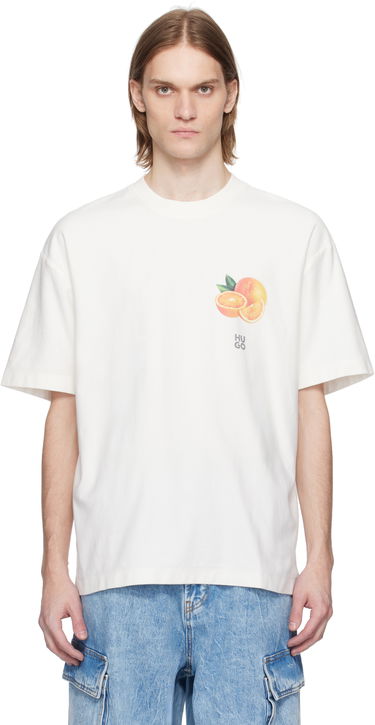 Тениска BOSS Hugo Orange Prints Cotton Jersey T-Shirt Бяло | 50537576, 0
