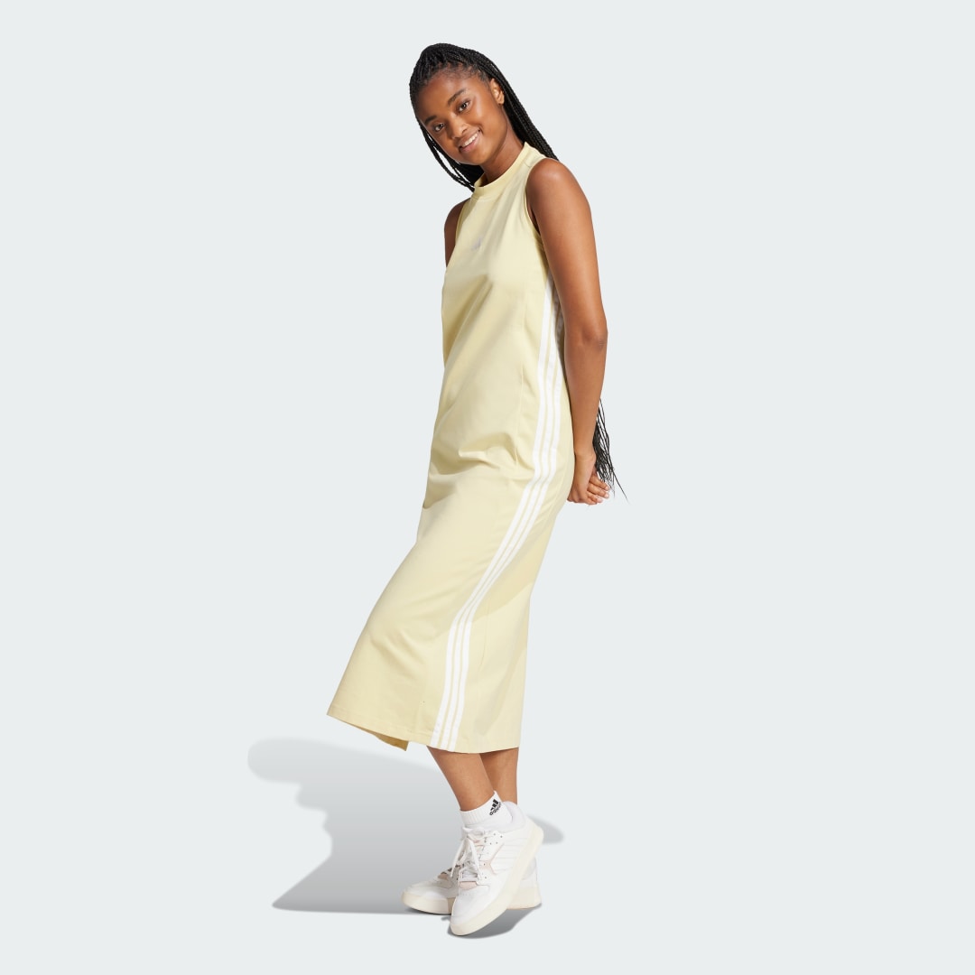 Pокля adidas Performance Essentials 3-Stripes Long Racerback Dress Жълто | JE1210, 0