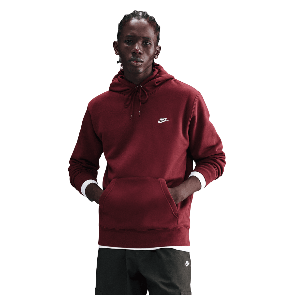 Суитчър Nike CLUB Basic Pullover Hoodie with Front Pocket Бургунди | FN3859-619, 0