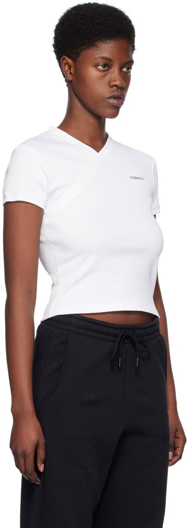 Тениска Coperni Coperni V-Neck Fitted T-Shirt Бяло | COPJS71510, 1