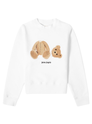 Пуловер Palm Angels Bear Fitted Crewneck Бяло | PWBA016C99FLE0010160