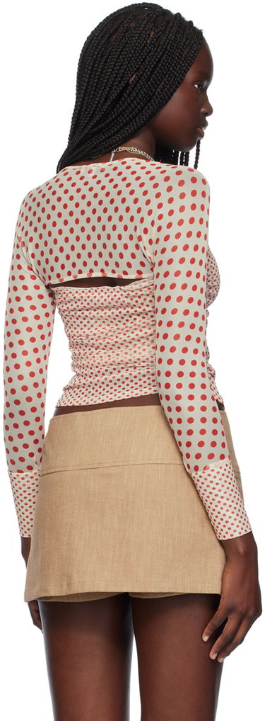 Пола Miaou Miaou Iris Polka Dot Long Sleeve T-Shirt Бежово | 7112PM2WPD, 2