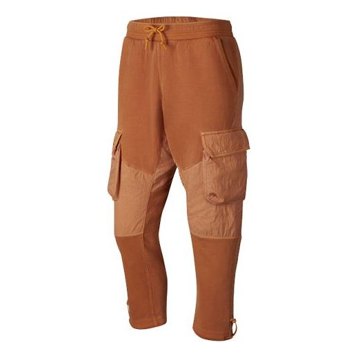 Карго панталони Jordan Jordan Engineered Washed Knit Splicing Pocket Casual Pants Кафяво | CV2791-875