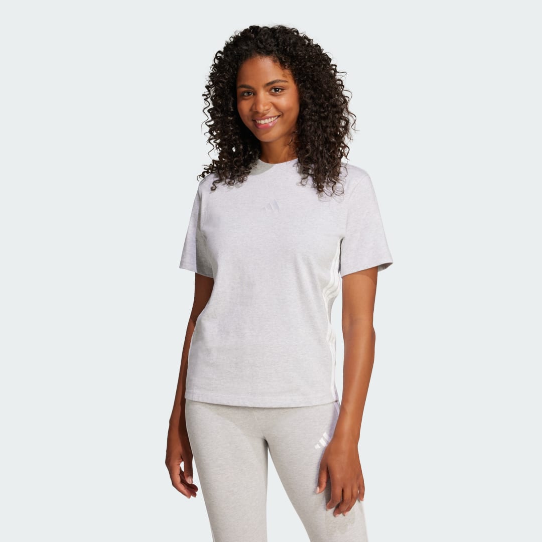 Тениска adidas Performance 3-Stripes Cotton Tee Сиво | JE1233, 0