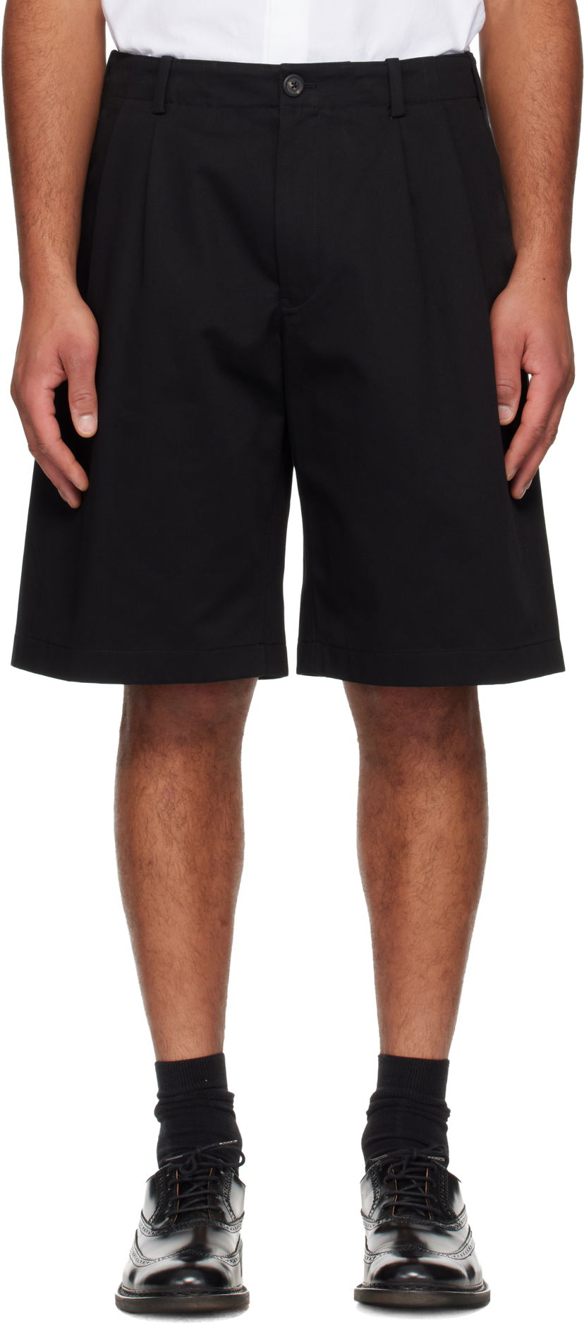 Къси панталони OUR LEGACY Pleated Ponte Shorts Черно | M4254PT