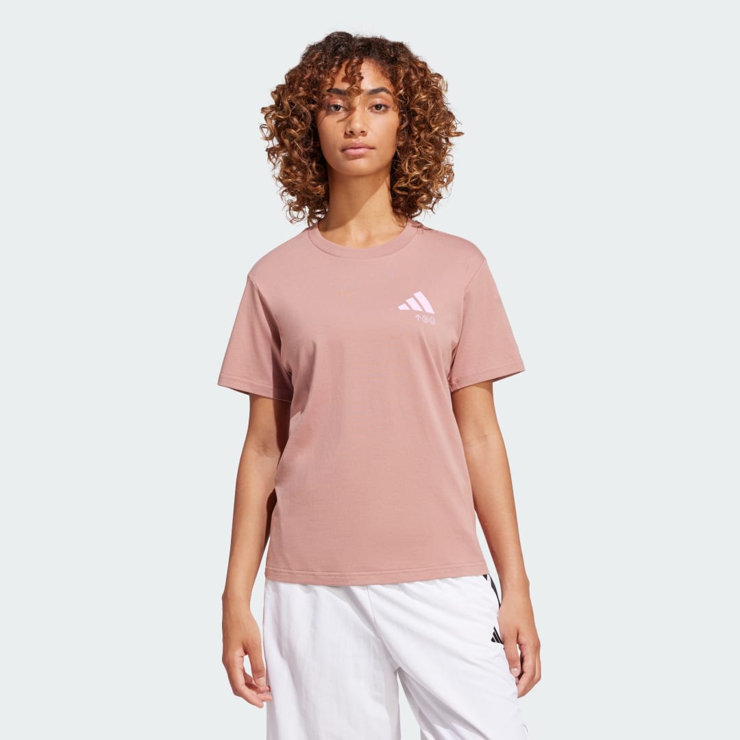 Тениска adidas Performance Lounge Verbiage Graphic T-Shirt Розово | JJ4089, 0