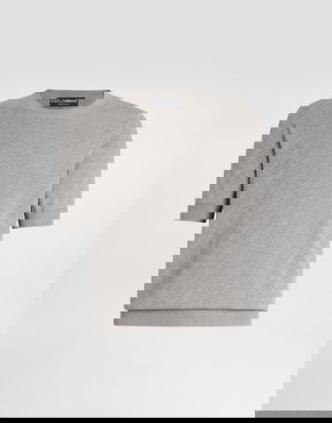 Пуловер Dolce & Gabbana Silk Short-Sleeved Jacquard Pullover Сиво | GXX03TJBSO9V0545, 0