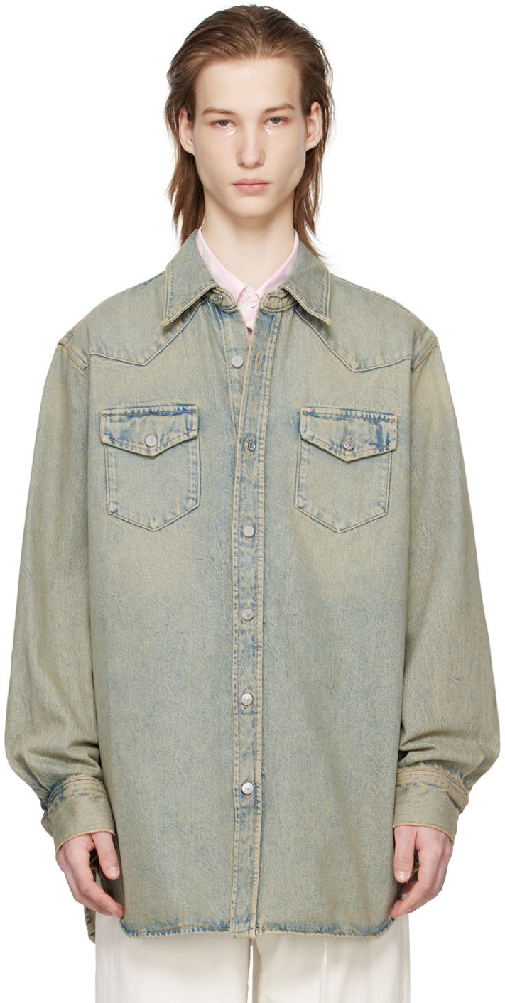 Риза Acne Studios Oversized Denim Shirt Зелено | CB0073-