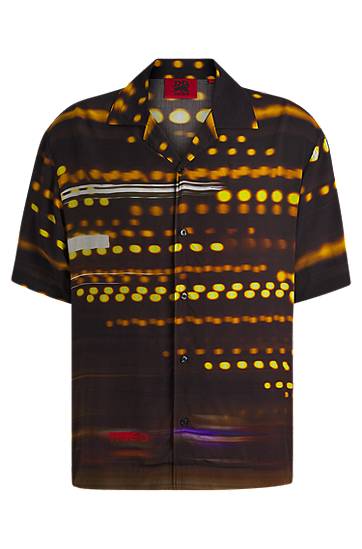 HUGO x RB Oversized-Fit Racing-Print Shirt