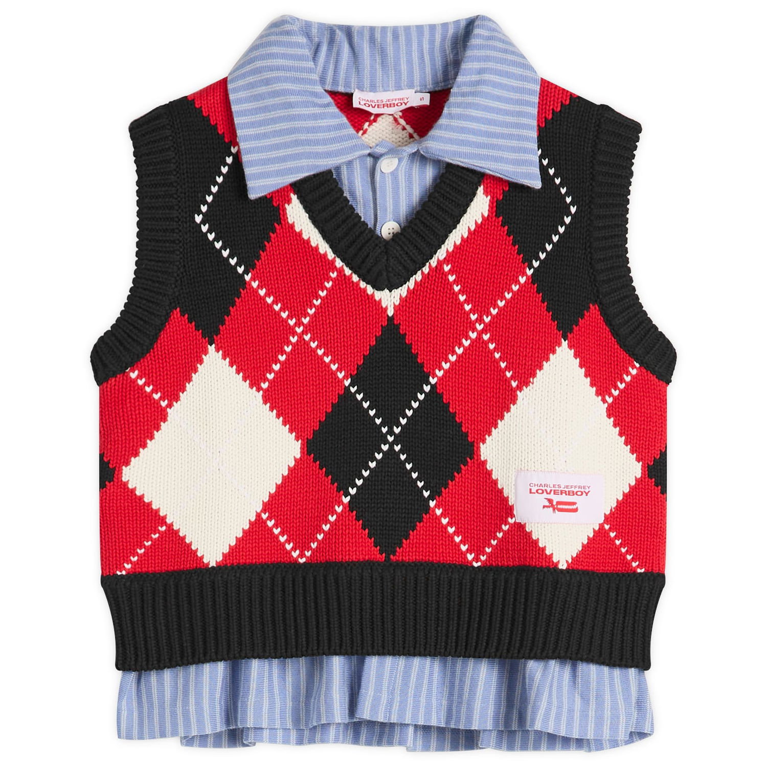 Пуловер Charles Jeffrey Loverboy Charles Jeffrey Loverboy Argyle Knit Cropped Vest Многоцветен | 054091401, 1
