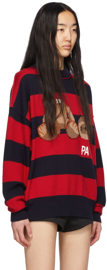 Пуловер Palm Angels Bear Striped Sweater Червено | PMHE007S22KNI0014660, 2