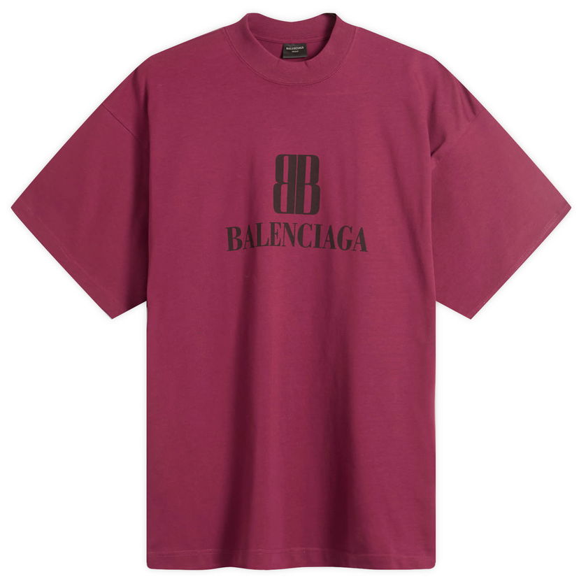Тениска Balenciaga Men's Nano BB Logo Medium Fit T-Shirt, Size Large Лилаво | 764235-TSVO2-4029