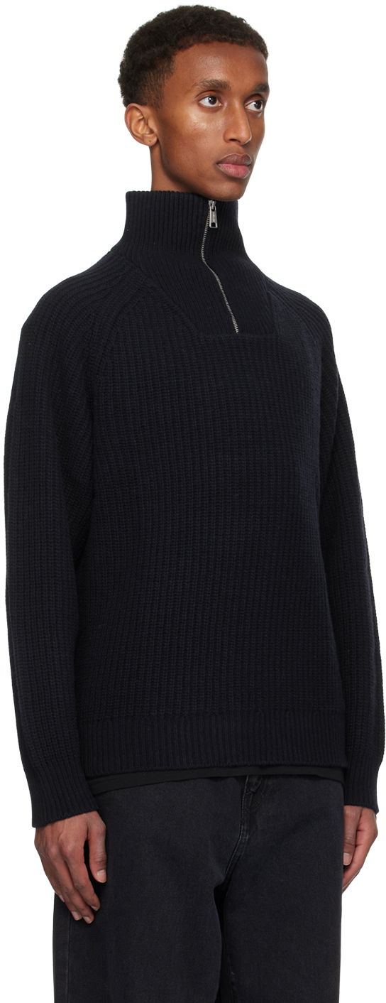 Пуловер Carhartt WIP Ribbed Half-Zip Sweater Черно | I033913, 1