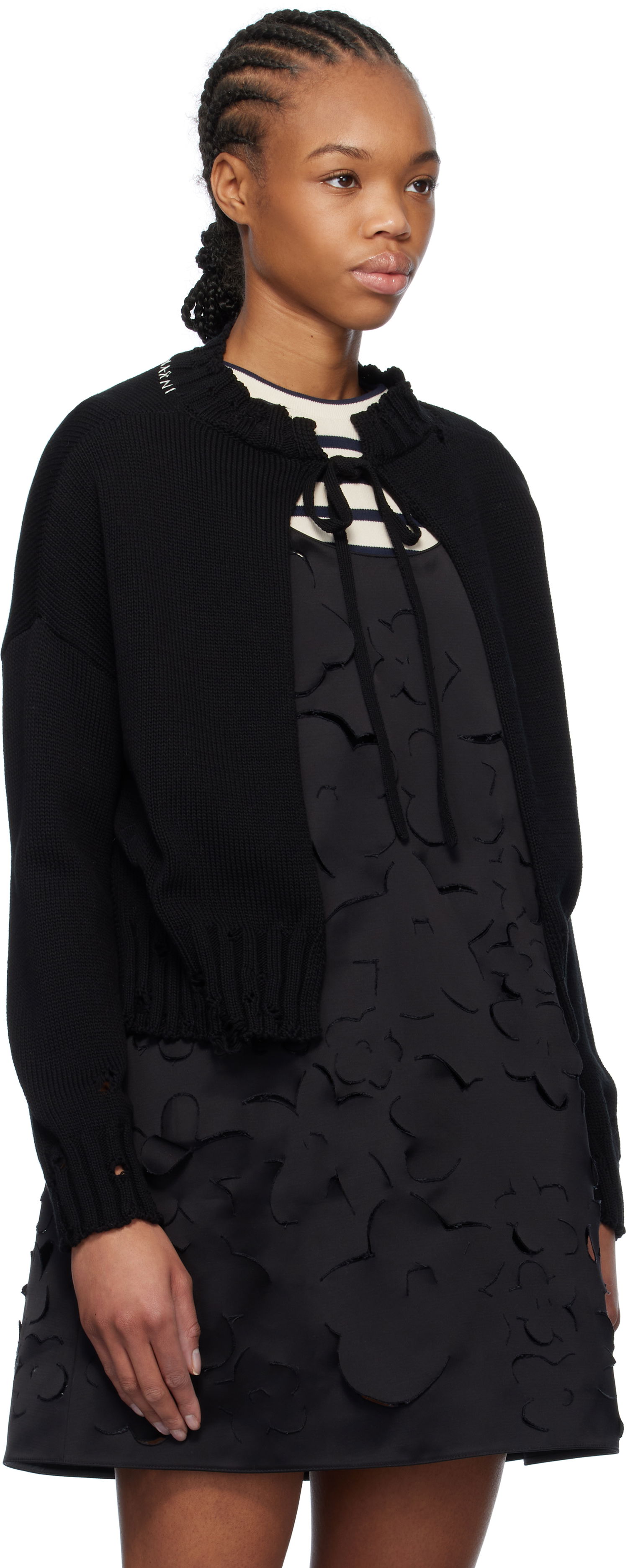 Пуловер Marni Marni Worn Ribs Shrug Sweater Черно | GCMD0579A0 UFC652, 1