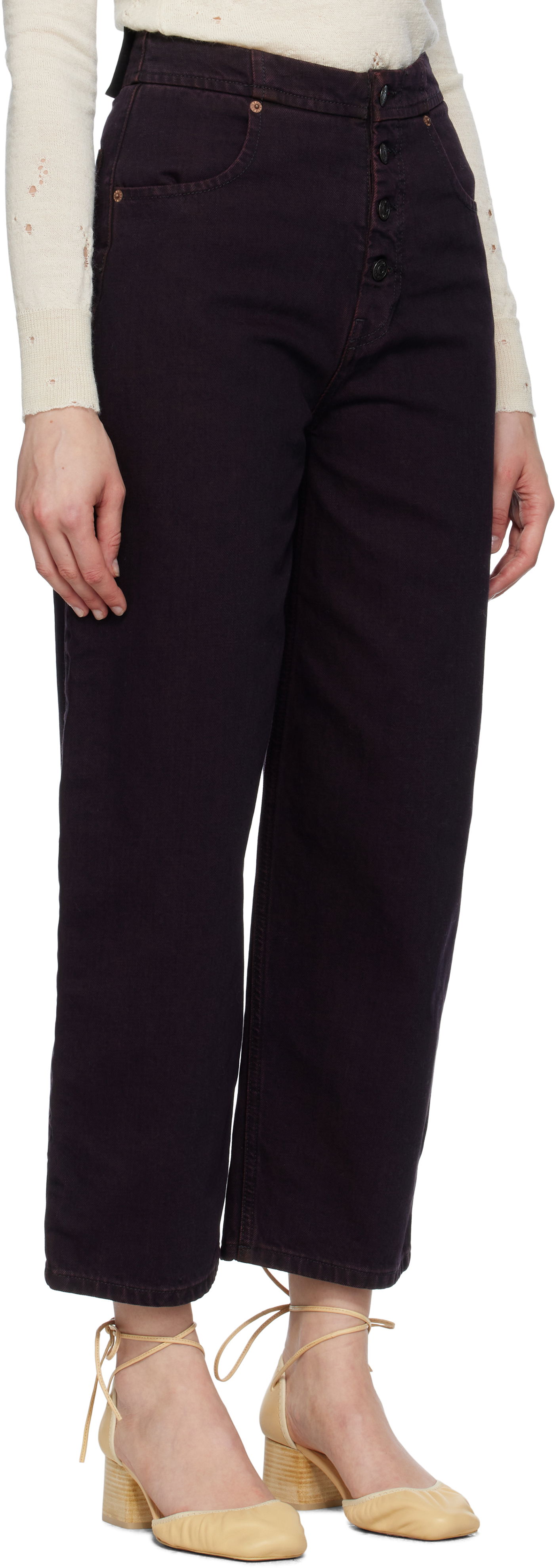 Дънки Maison Margiela MM6 Maison Margiela Barrel-Leg Jeans Бургунди | S52LA0268 M30032, 1