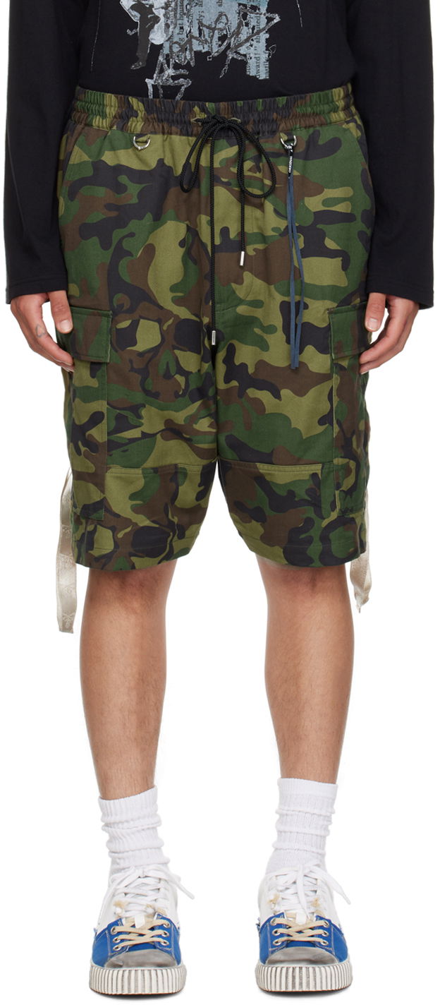 Карго панталони Mastermind WORLD Camo Print Drawstring Cargo Shorts Зелено | MW24S12-PA016-022