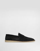 Dolce & Gabbana Perforated Suede Penny Loafers