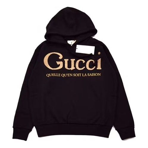 Суитчър Gucci Gucci Gold Logo Hoodie Черно | 615061-XJCK5-1082