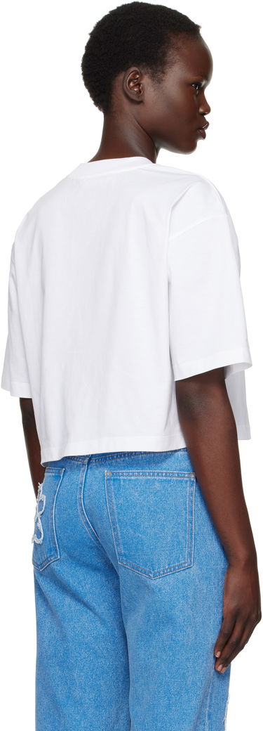 Съкратен топ Marni Marni Cropped Checked Logo T-Shirt Бяло | THJE0333P6 USCX52, 2