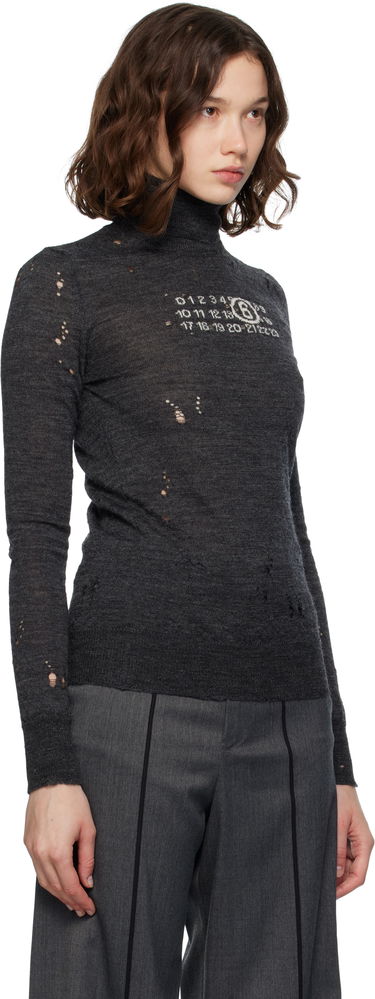 Пуловер Maison Margiela MM6 Maison Margiela Distressed Wool Turtleneck Бежово | S52HA0299 M13134, 4