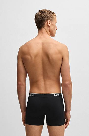 Боксерки BOSS Three-pack of stretch-cotton boxer briefs with logos Черно | 50531691, 1