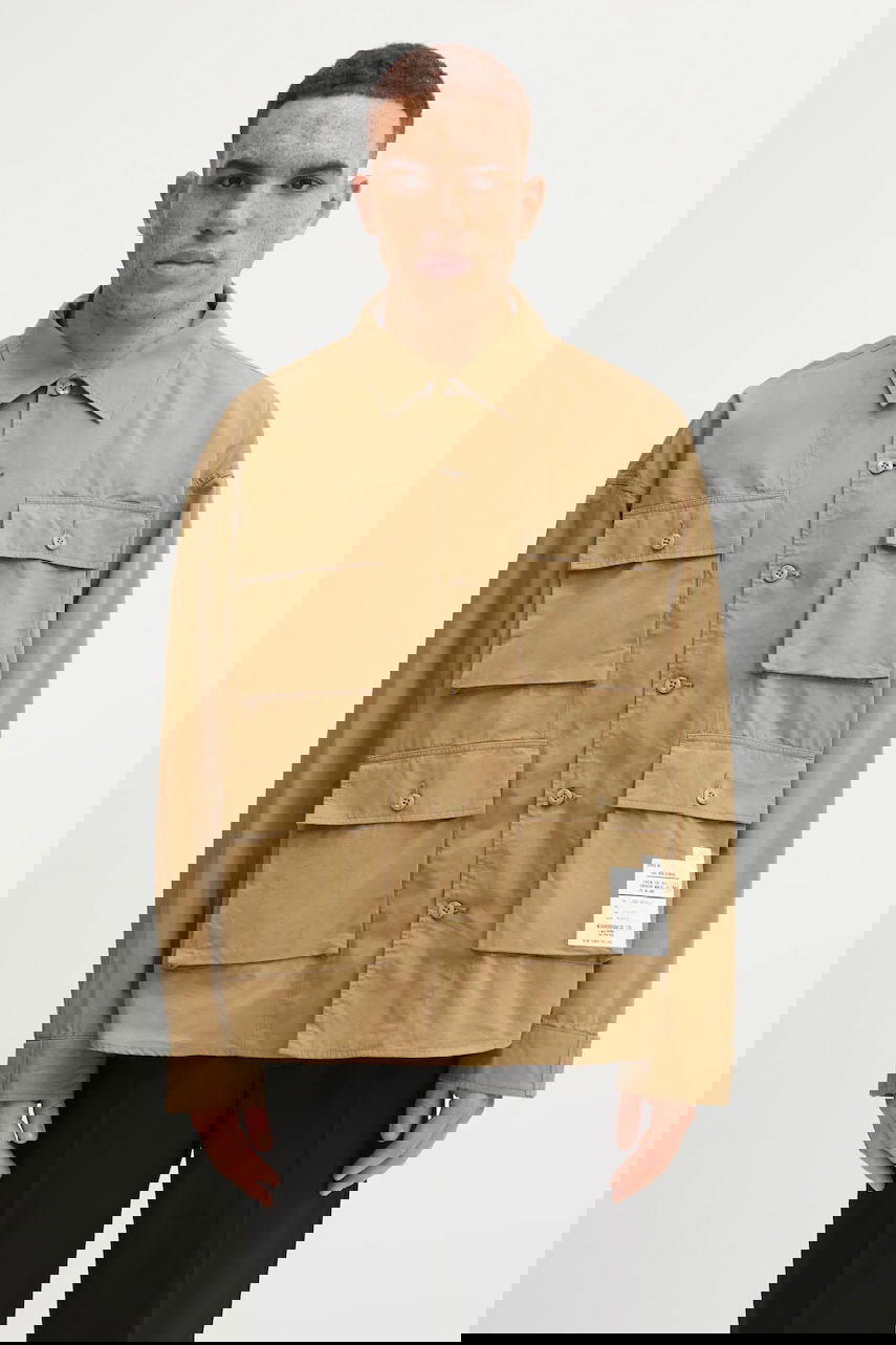 Риза Neighborhood NEIGHBORHOOD Utility Long Sleeve Shirt with Classic Collar, Regular Fit, Cotton Бежово | 252AQNH.SHM04, 0