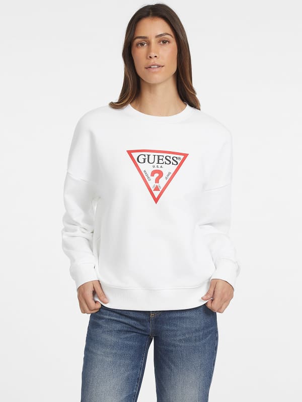 Тениска GUESS Oversized Iconic Sweatshirt Бяло | W4YQ00KC811