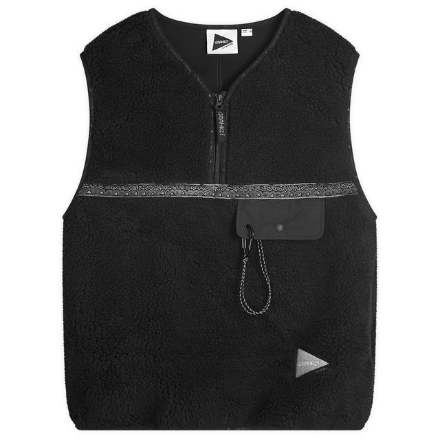 And Wander x Tape Fleece Vest Black