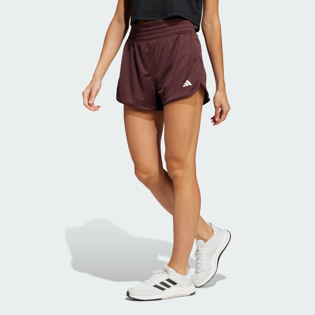 Къси панталони adidas Performance Pacer Essentials Knit High-Rise Shorts Бургунди | JN1388, 0