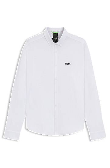 Риза BOSS Regular-Fit Cotton Jersey Shirt Бяло | 50544795, 0
