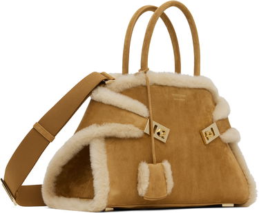 Дамска чанта FERRAGAMO Ferragamo Hug M Shearling Shoulder Bag Кафяво | 779427, 1