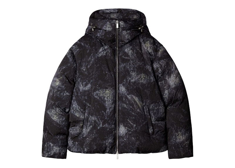 Пухо яке Off-White Logo-Jacquard Puffer Jacket Черно | OMEJ003F23FAB0011000