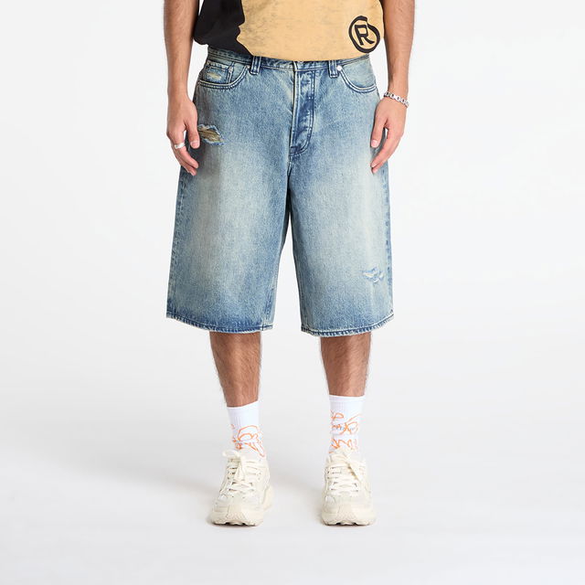 Sta Distressed Washed Relaxed Fit Denim Shorts