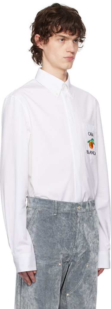 Риза Casablanca Casablanca Embroidered Orange Oxford Shirt Бяло | MPS25-SH-150-01, 1
