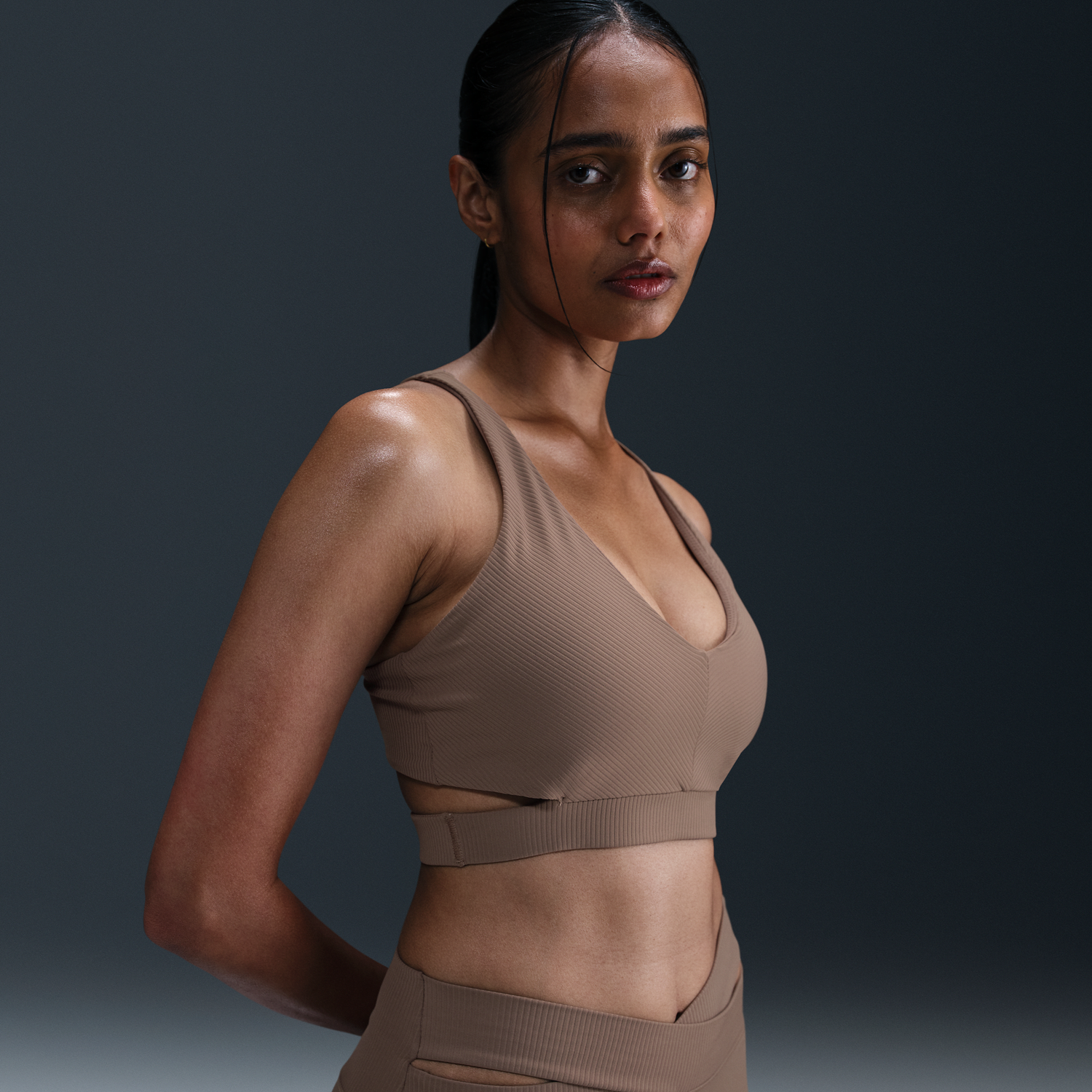 Сутиен Nike Zenvy Light-Support Padded Ribbed Sports Bra Кафяво | HF5378-233, 0