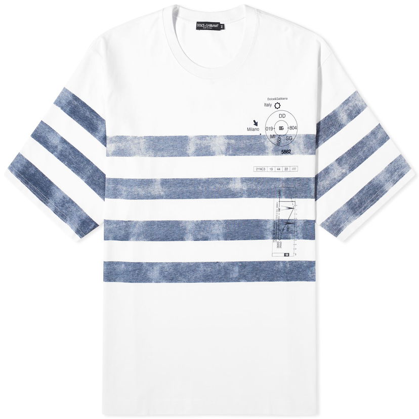 Тениска Dolce & Gabbana Marina Stripe T-Shirt Бяло | G8PB8TG7K4Q-W0800