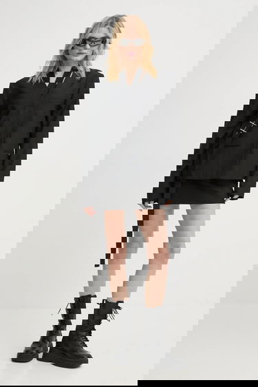 Пола HELIOT EMIL Wool Blend Mini Skirt with Belt Черно | AW24.W.12.041.BLK01, 4