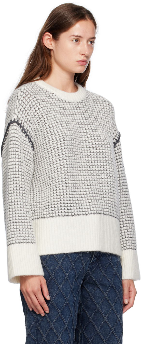 Пуловер rag & bone Katie Waffle Knit Sweater Бяло | WAS24F050SA50, 1