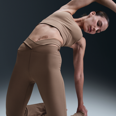 Комплект Nike Nike Zenvy High-Waisted Ribbed Flare Leggings Кафяво | HJ1846-233, 3