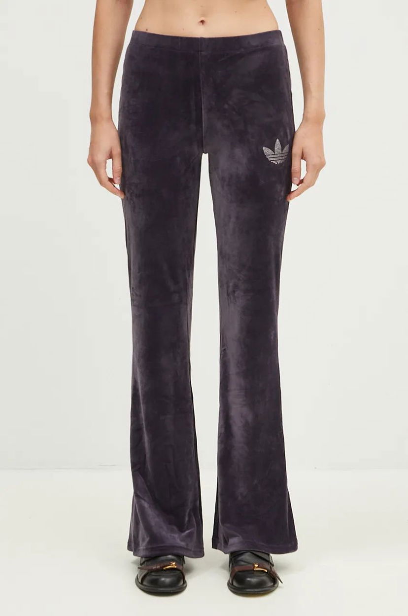 Панталони adidas Originals Bling Flares Velvet Trousers Лилаво | IW5682