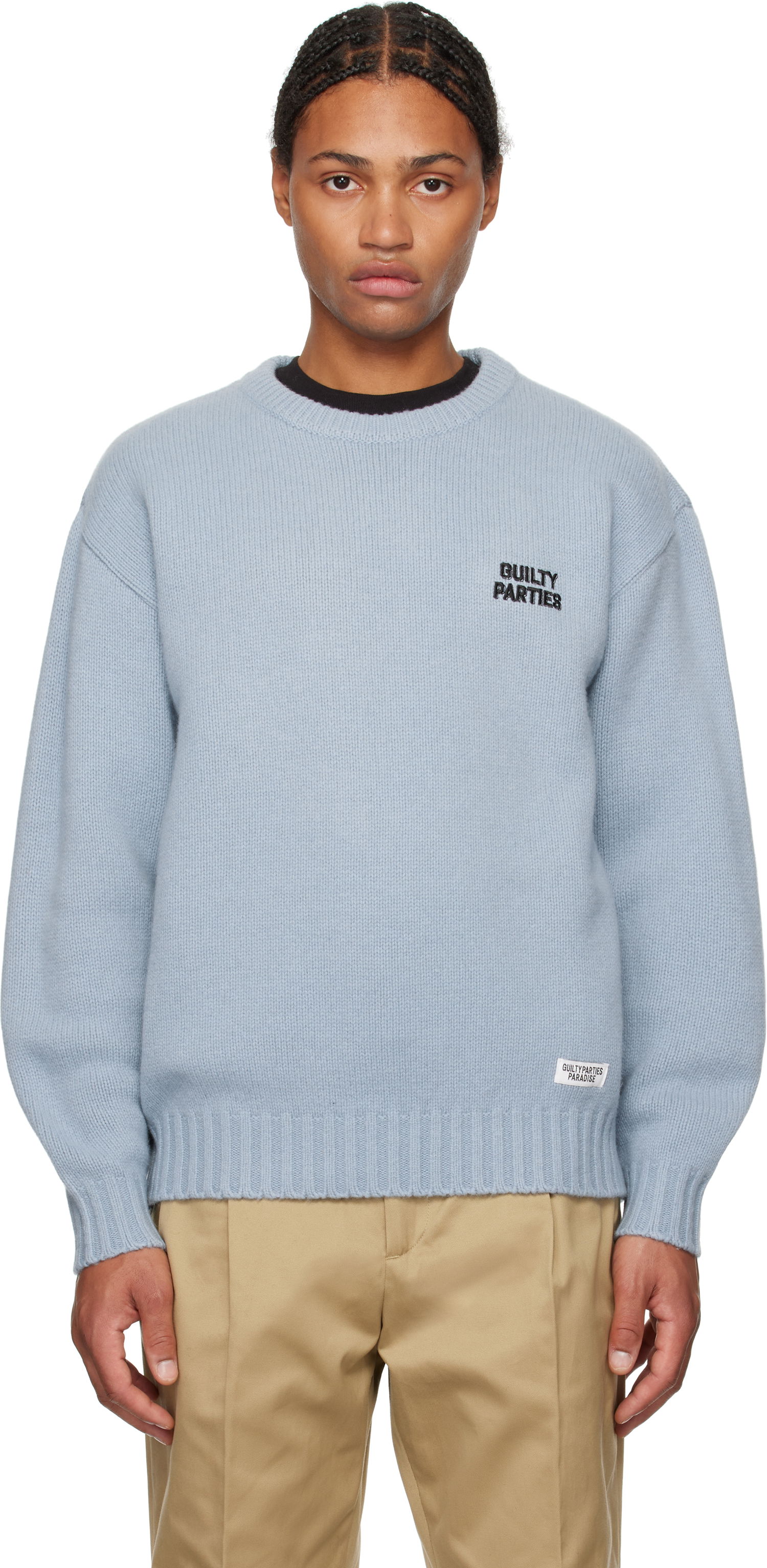 Пуловер WACKO MARIA Sweater Classic Knit Синьо | 24FW-WMK-KN07, 0