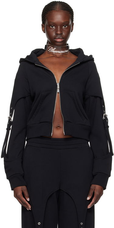 Суитчър Blumarine Blumarine Cinch Sleeve Cropped Hoodie Черно | P422F021A, 0
