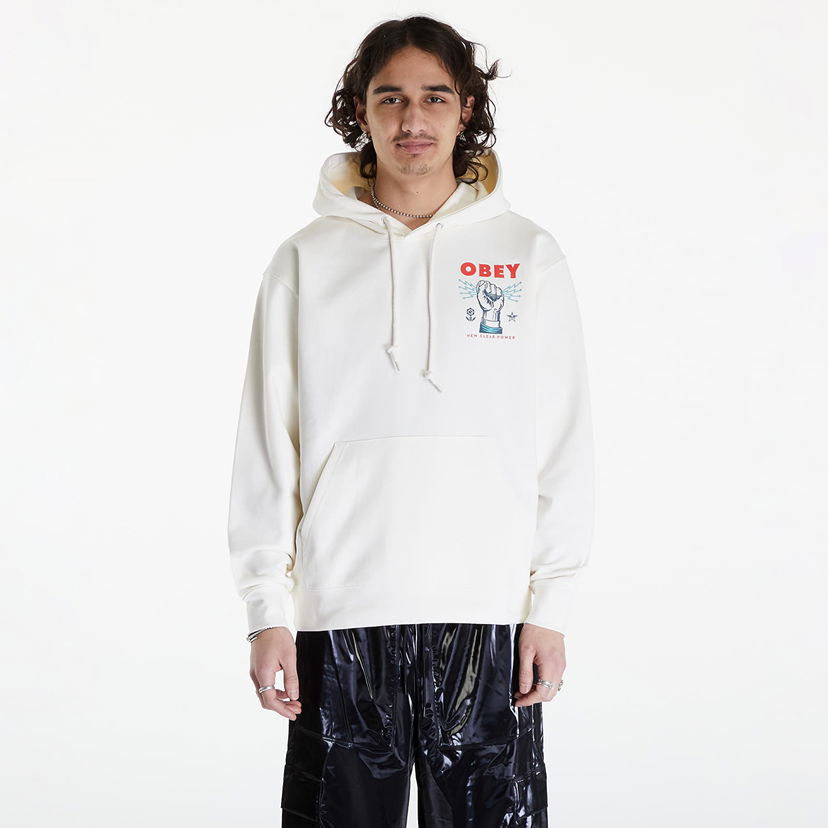 Суитчър OBEY New Clear Power Hoodie Unbleached Бяло | 117463779-UBL