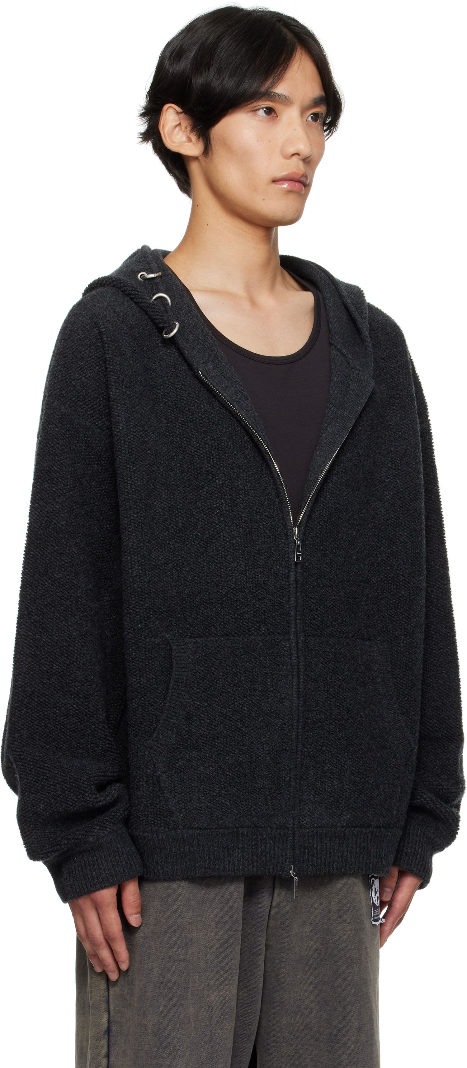 Суитчър We11done We11done Bouclé Zip-Up Hoodie Сиво | WD-KJ2-25-642-M-CH, 1
