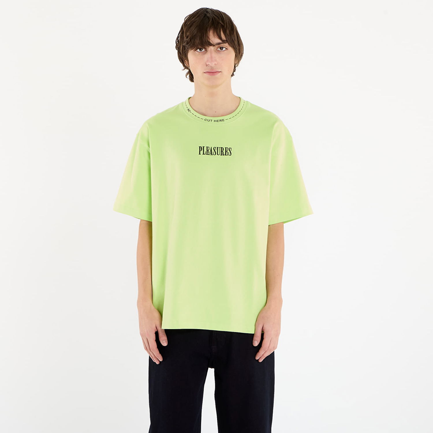 Тениска Pleasures Cut Here Heavyweight T-Shirt Зелено | P25F043-LIME, 0
