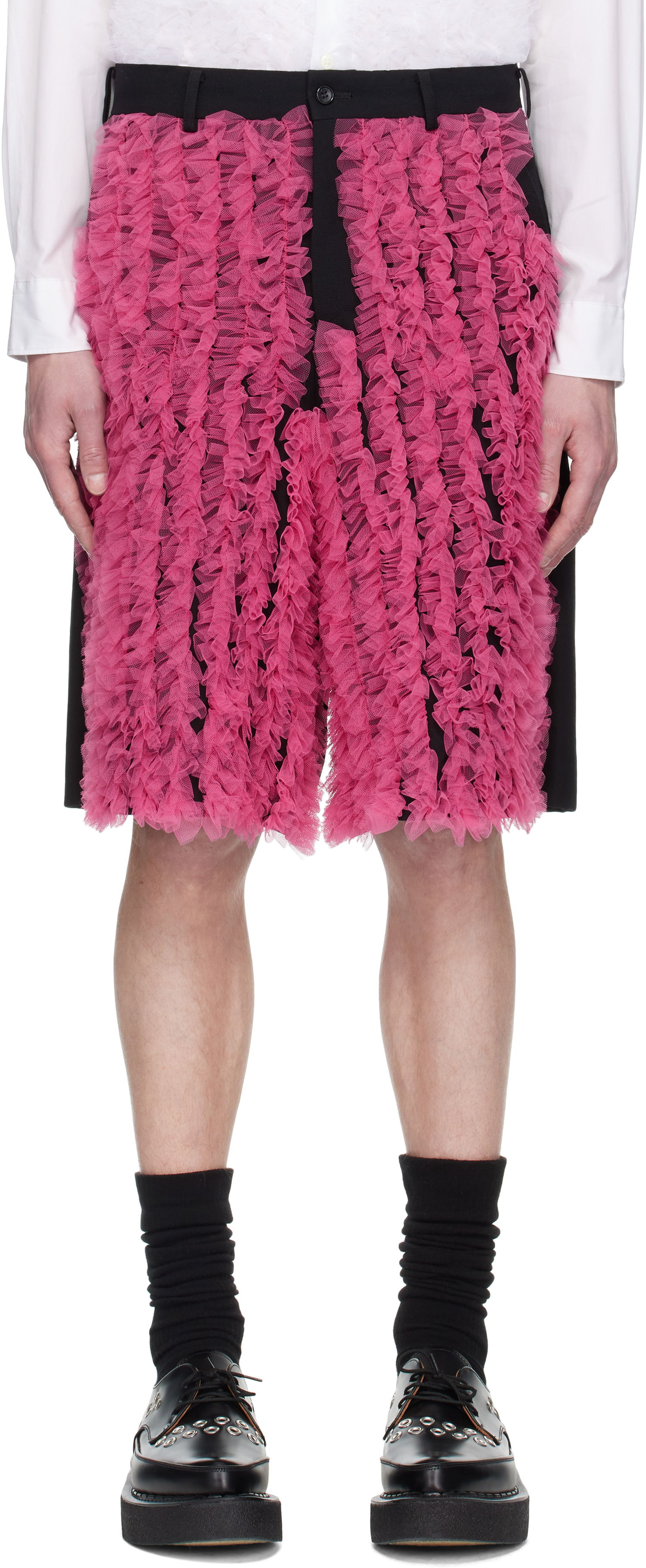 Къси панталони Comme des Garçons Comme des Garçons Homme Plus Gabardine and Tulle Shorts Розово | PO-P063-051, 0