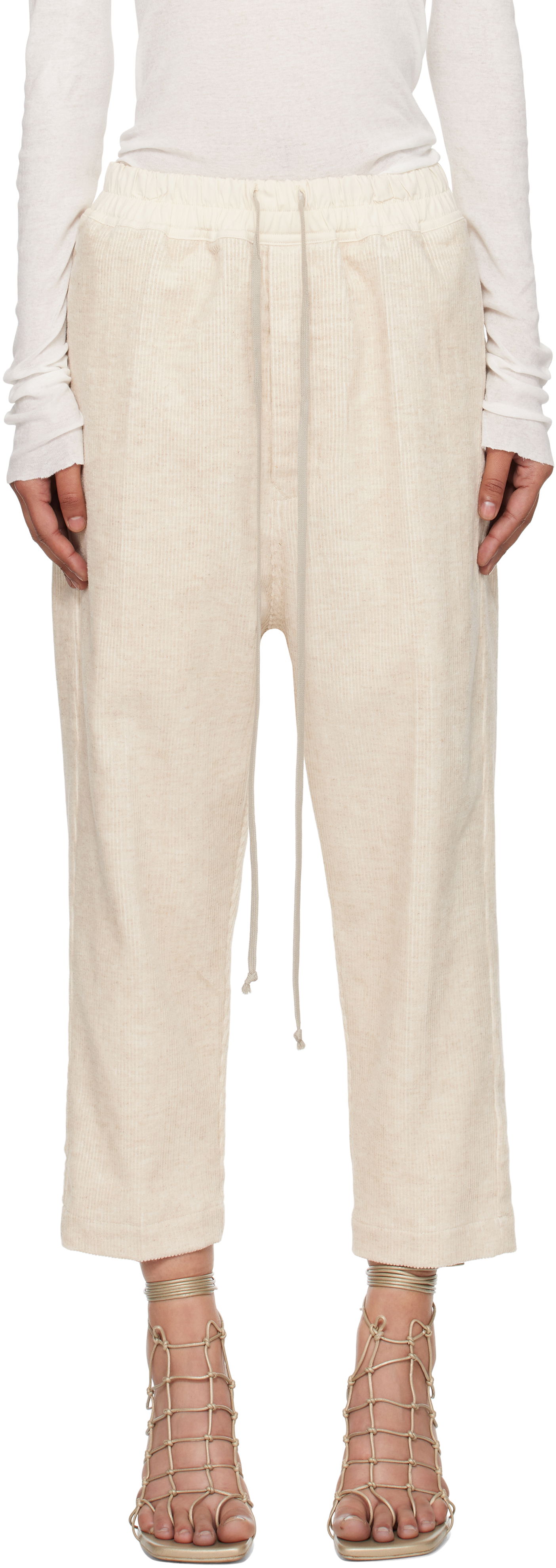 Панталони Rick Owens Rick Owens Concordians Drawstring Astaires Trousers Бежово | RP02E4303 MLC, 0