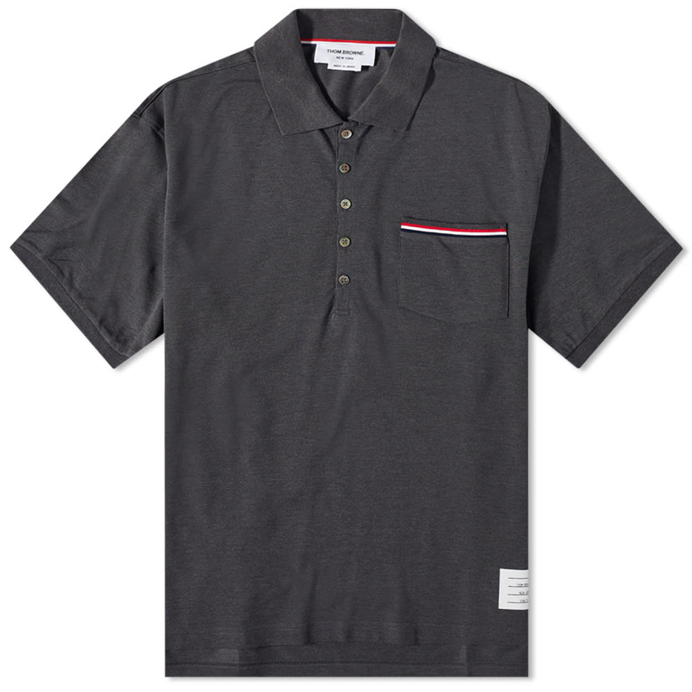 Поло тениска Thom Browne Mercerised Pique Pocket Polo Сиво | TB-MJP022A-01455-025, 0