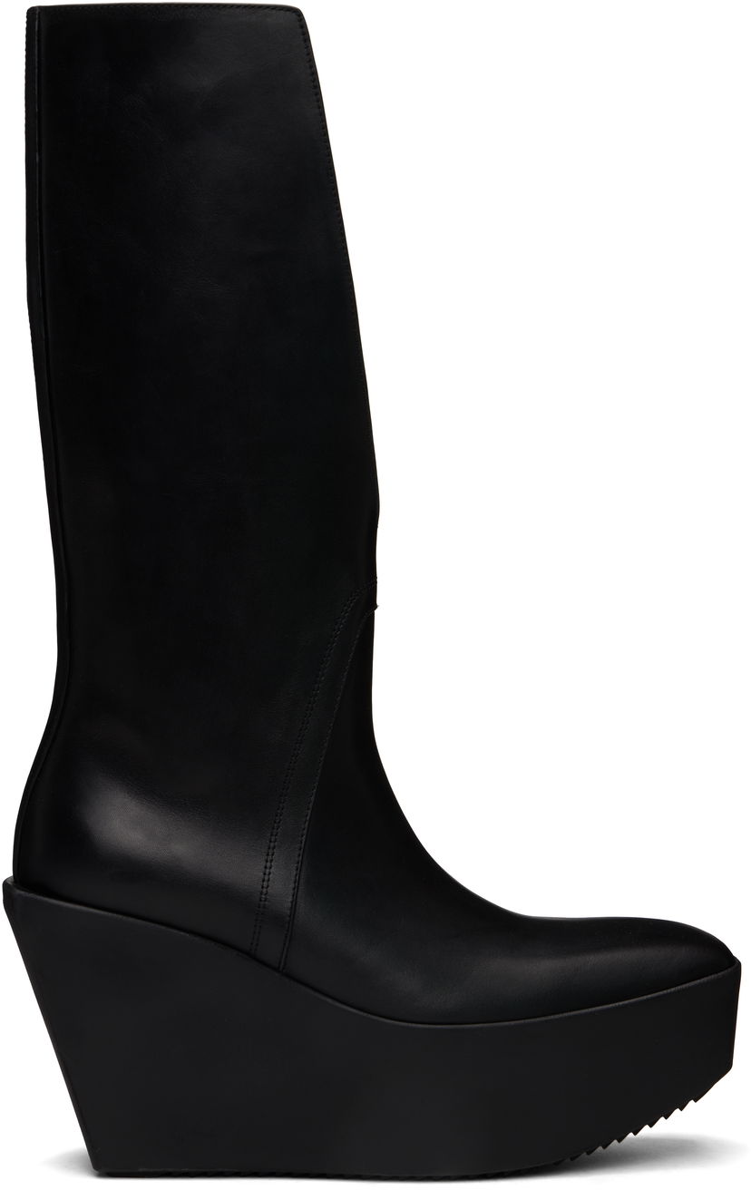 Облекло Rick Owens Rick Owens Hollywood Sliver Platform Winged Kowboys Tall Boots Черно | RU01E5854 LOO